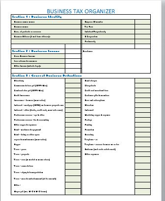 Business Tax Organizer