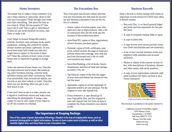 CSEA Disaster Preparation Checklist